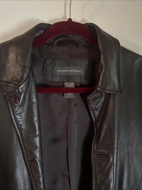 Banana Republic Men's Dark Brown Leather Bomber Jacket